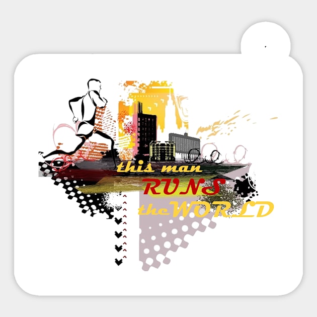 running t-shirt Sticker by Horus